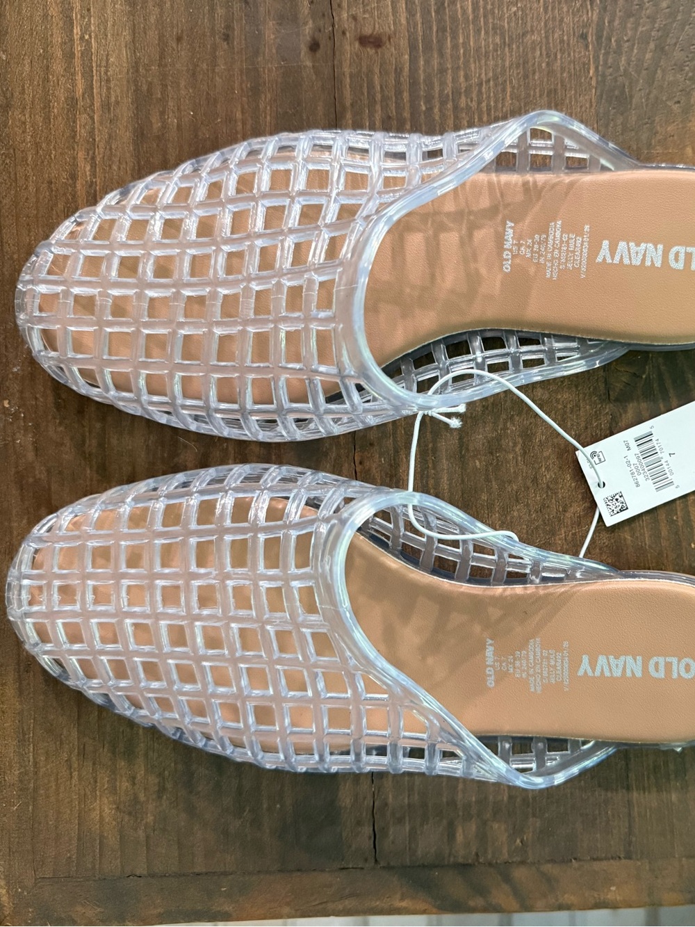 Old Navy Clear Jelly Slide Mules - Transparent with Tan Insole